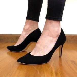 J Crew black suede Everly heels/pumps
